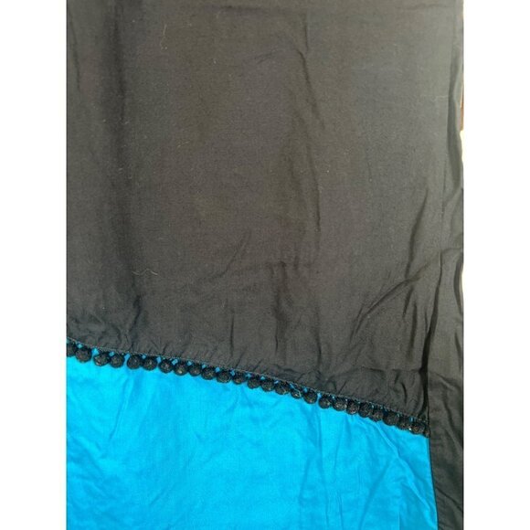 Coline Womens Size M Ethnic Shift Dress Blue Black Two Tone & Tassel Braid Trim - Picture 6 of 8